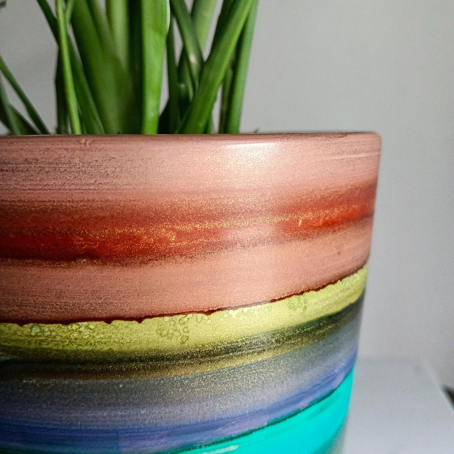 Alcohol Ink planter pot with tray - POT #8