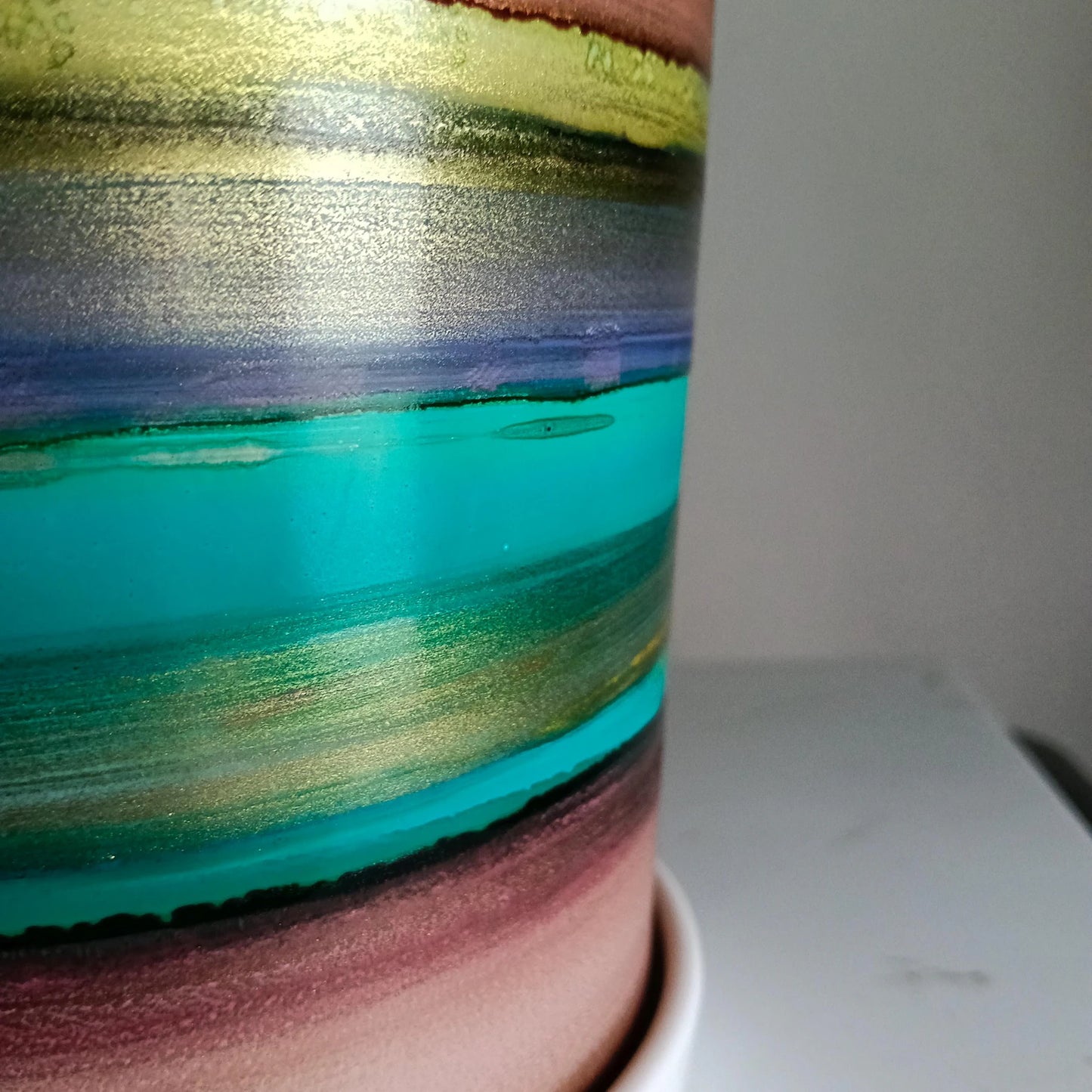 Alcohol Ink planter pot with tray - POT #8