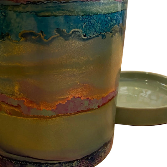Alcohol Ink planter pot with tray - POT #12