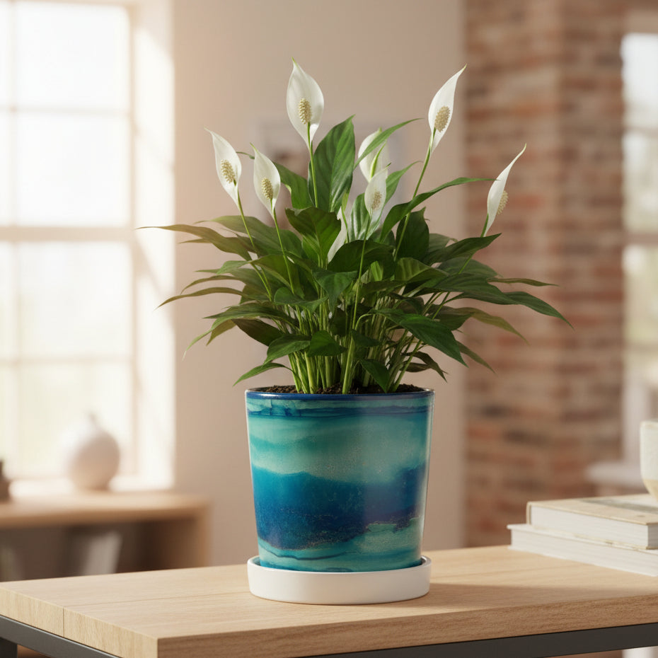 Alcohol Ink planter pot with tray - POT #22