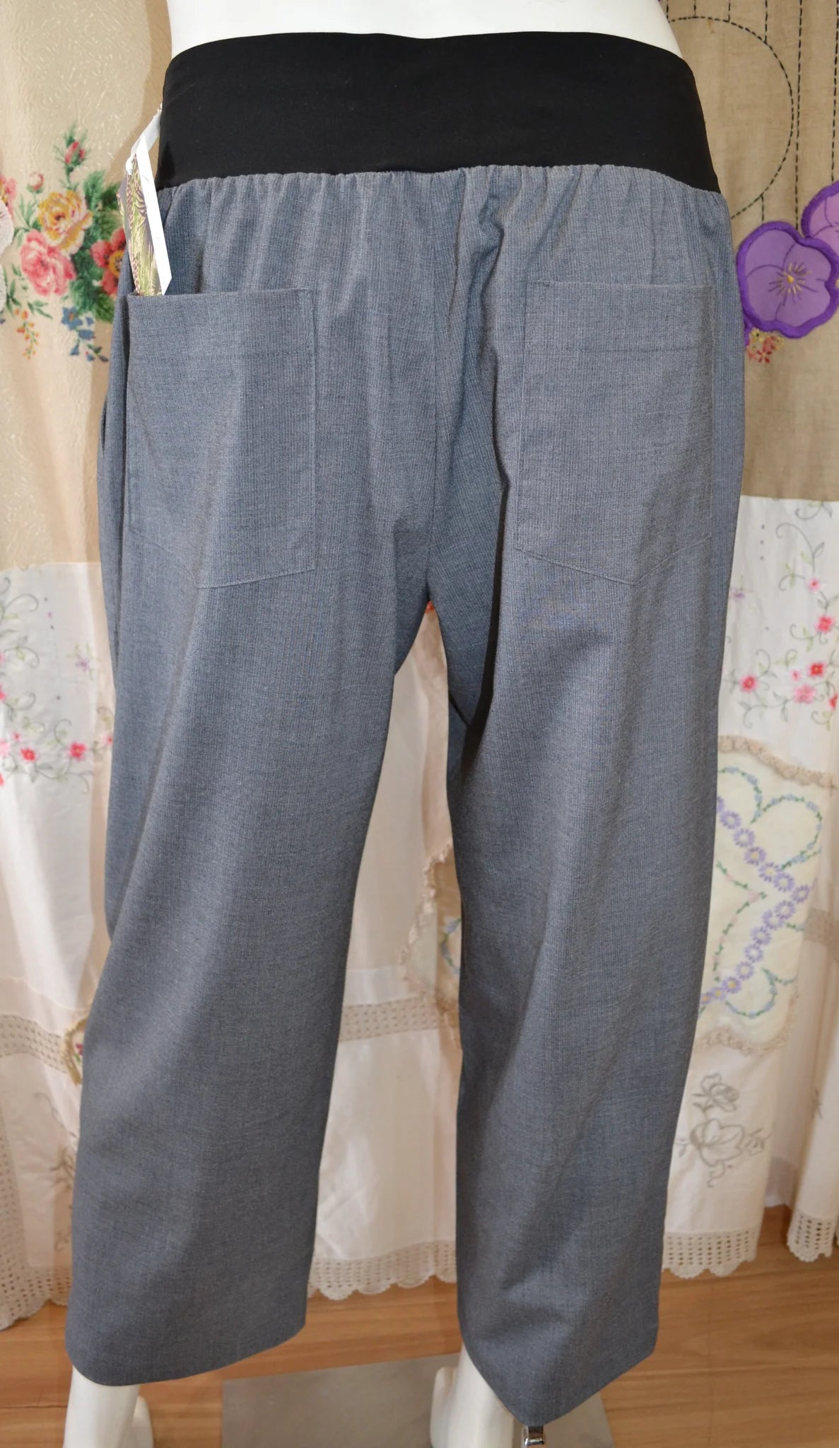 Women's Handmade Band Pants - Steel Grey