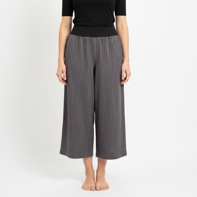 Women's Handmade Stretch Band Pants - Plum Herringbone