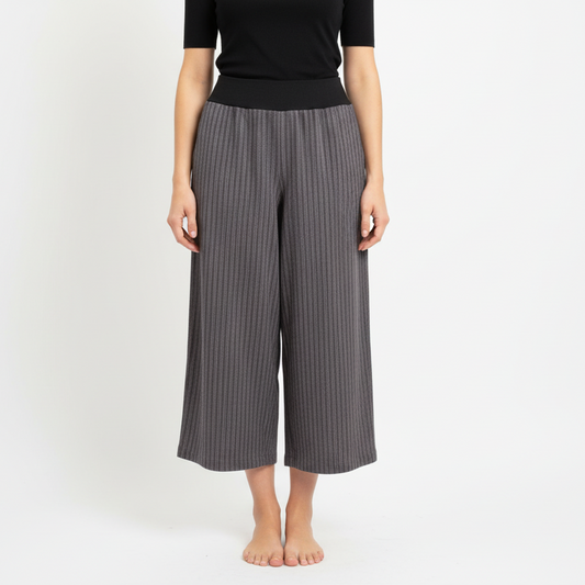 Women's Handmade Stretch Band Pants - Plum Herringbone