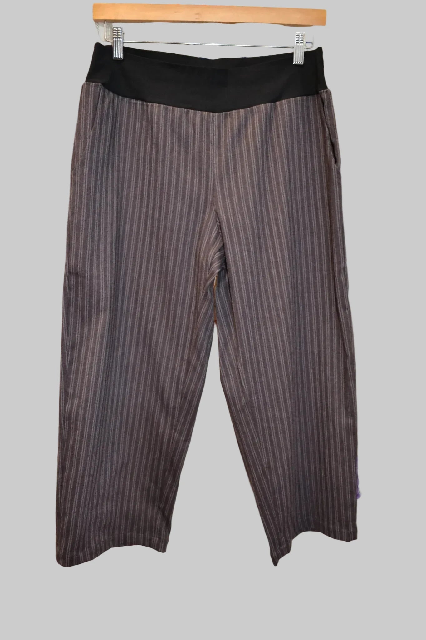 Women's Handmade Stretch Band Pants - Plum Herringbone