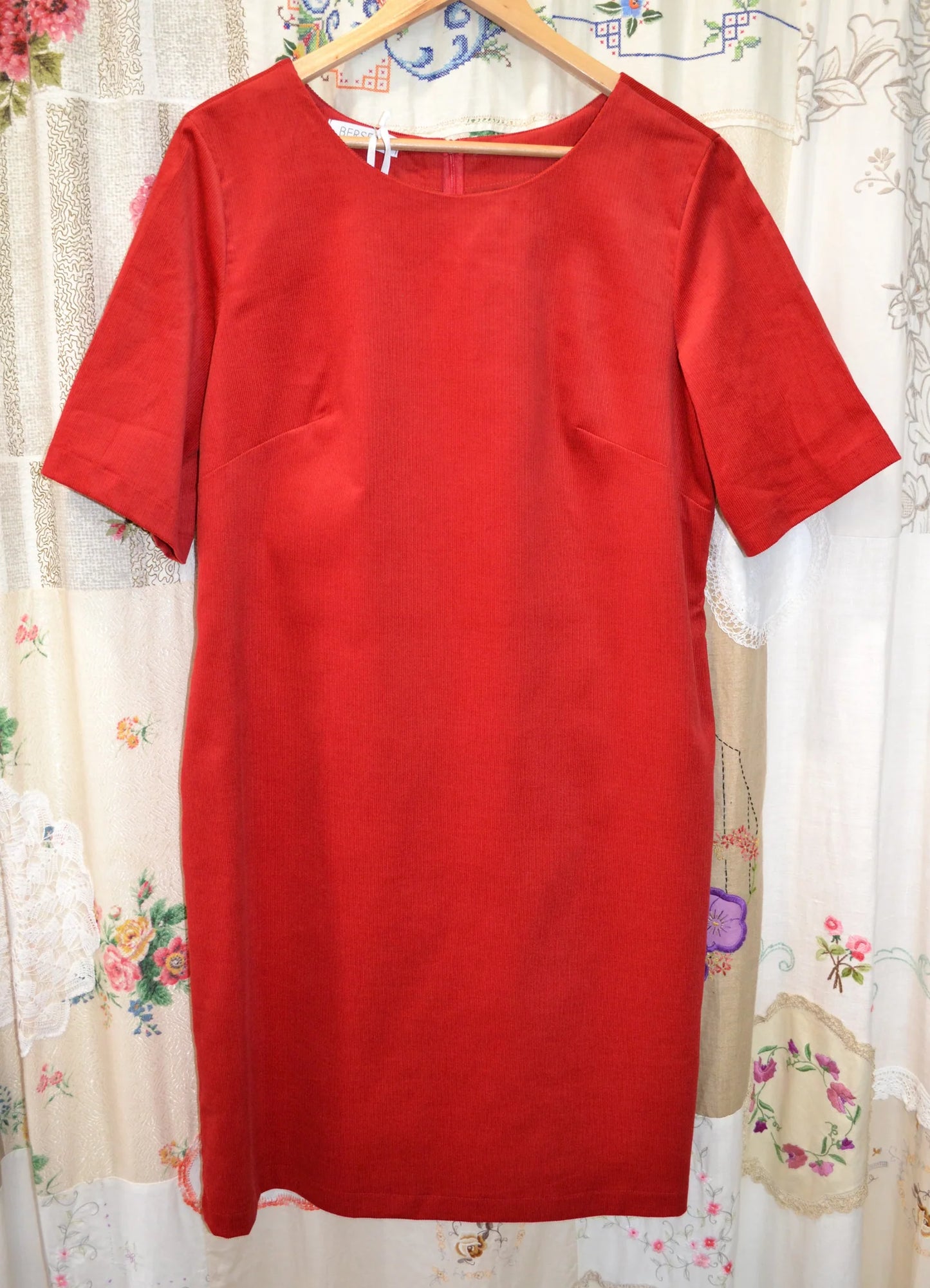 Women's Handmade Tunic Dress - Red Corduroy