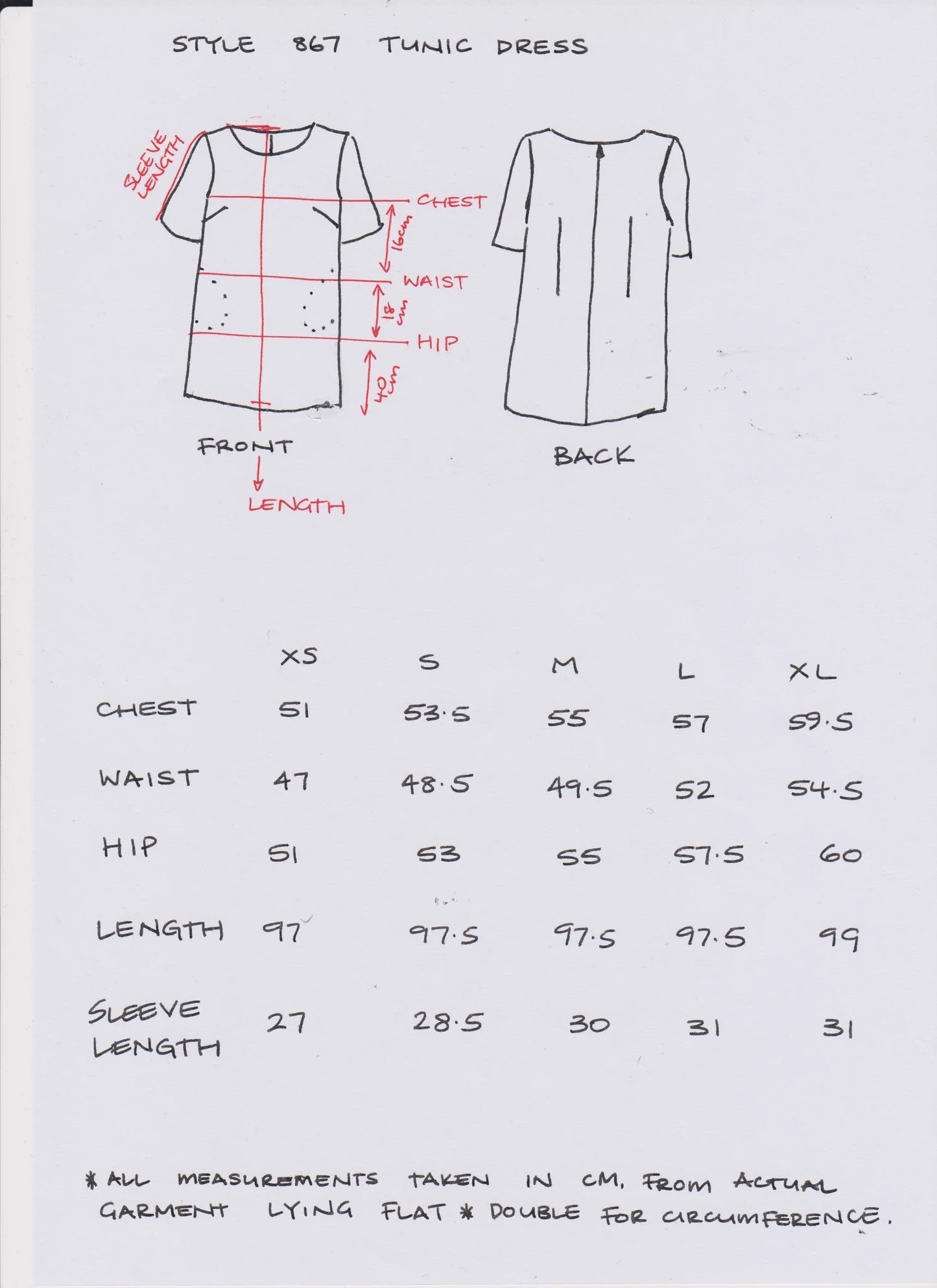 Women's Handmade Tunic Dress -Sky Corduroy