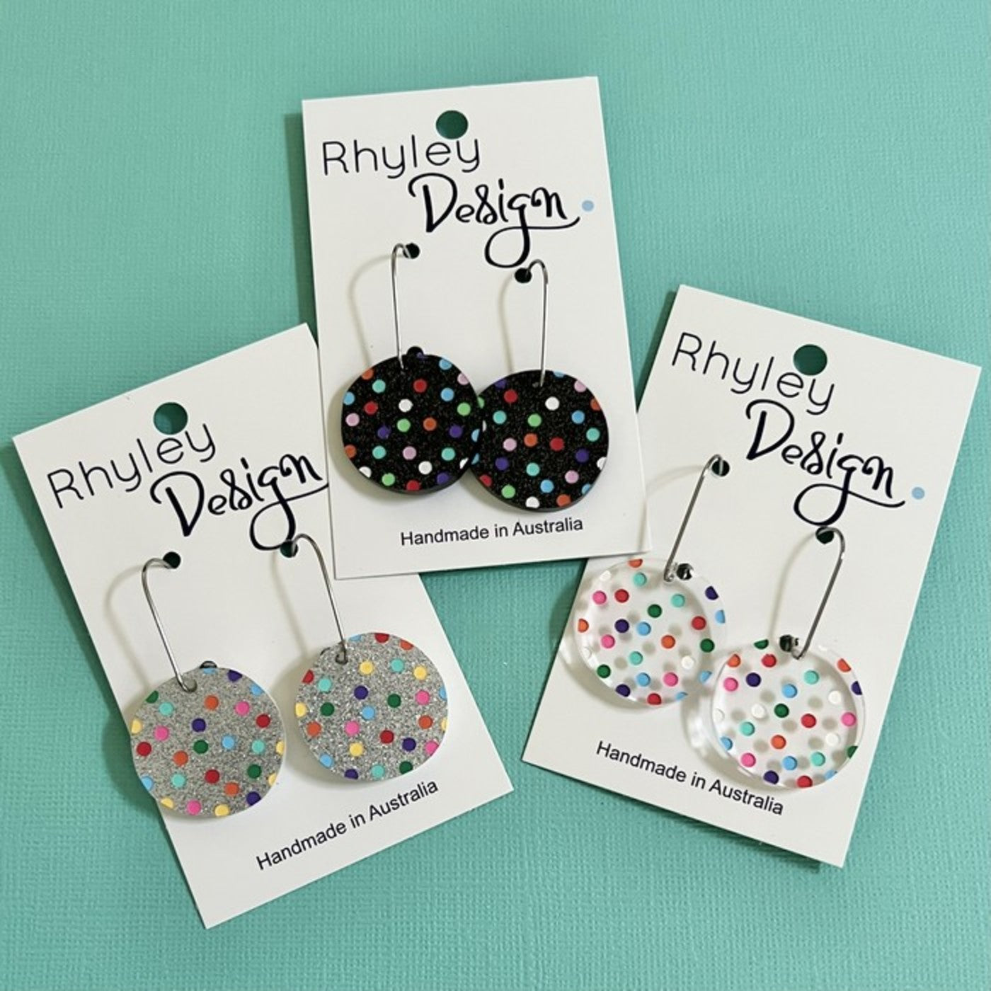 Laser Cut Drop Spotty Disc Perspex Earrings