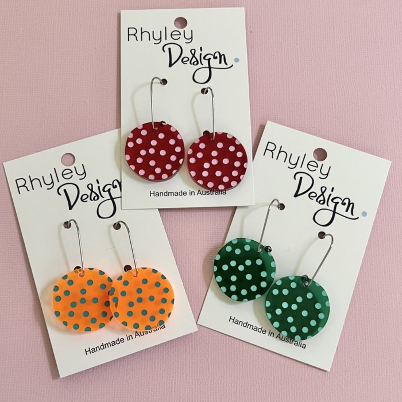 Laser Cut Drop Spotty Disc Perspex Earrings