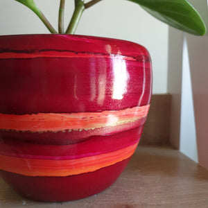 Alcohol Ink Planter Pot - BURGUNDY RED (x-small)