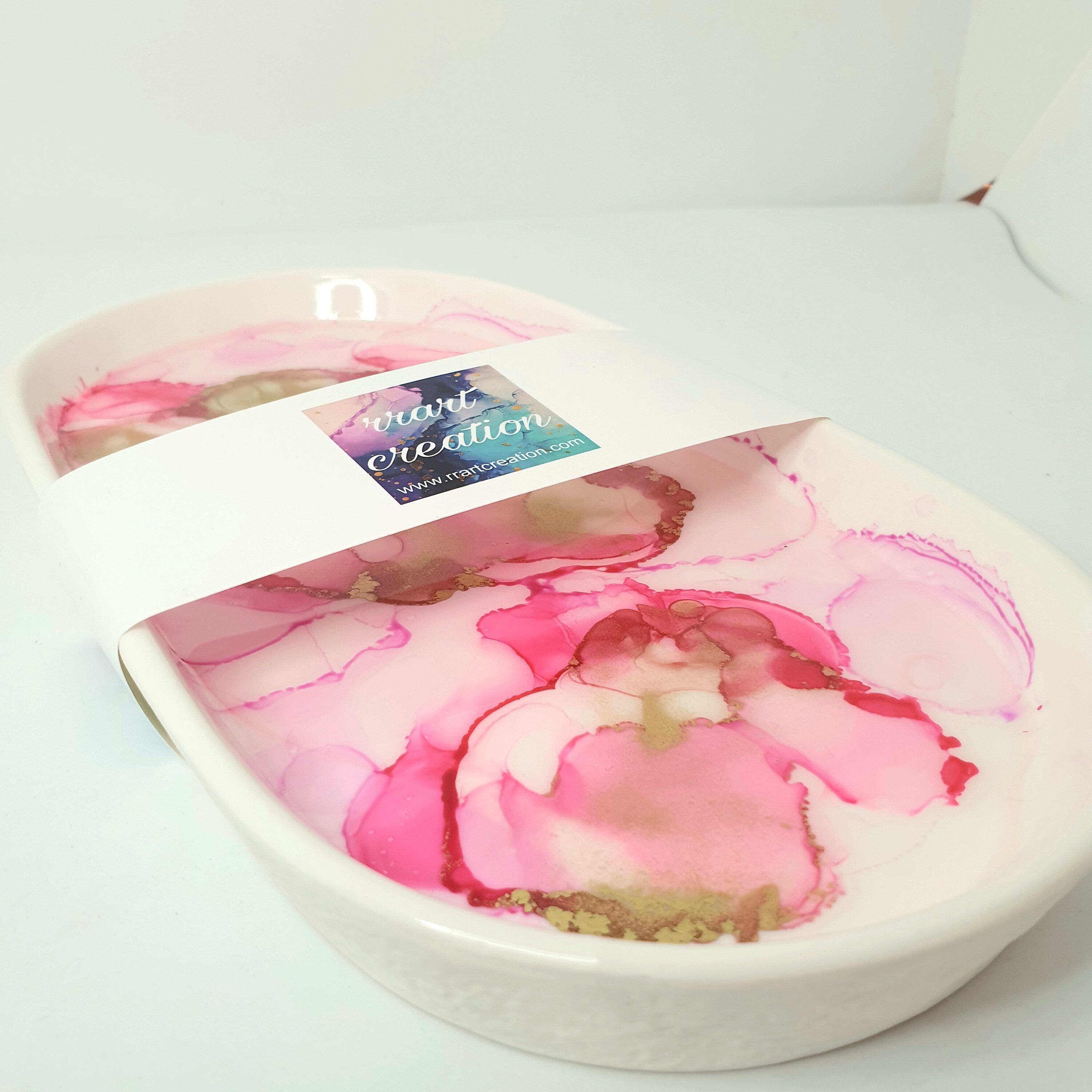 Alcohol Ink Detail Porcelain Oval Tray