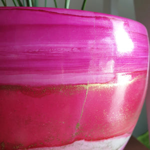 Alcohol Ink planter pot - PINK MUSK CRACKLE (medium)