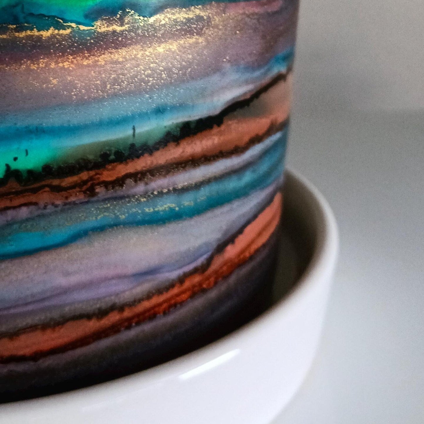 Alcohol Ink planter pot with tray - POT #2