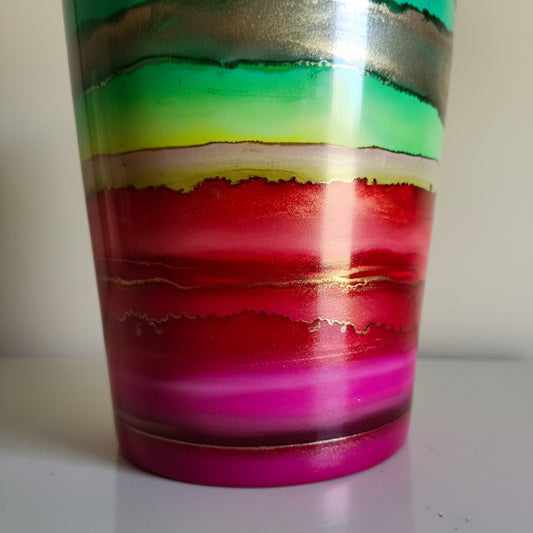 Alcohol Ink planter pot with tray - POT #3