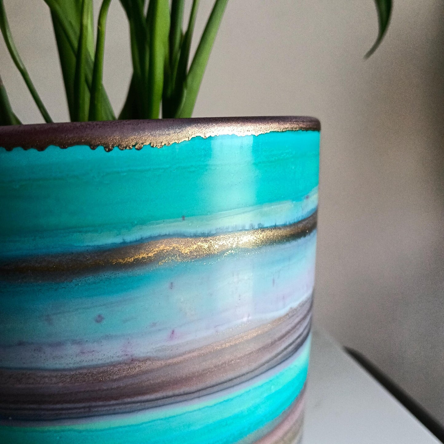 Alcohol Ink planter pot with tray - POT #4
