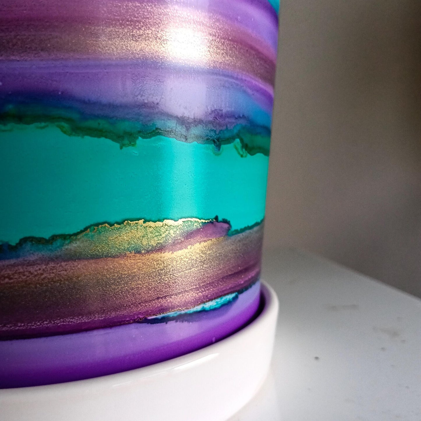 Alcohol Ink planter pot with tray - POT #6