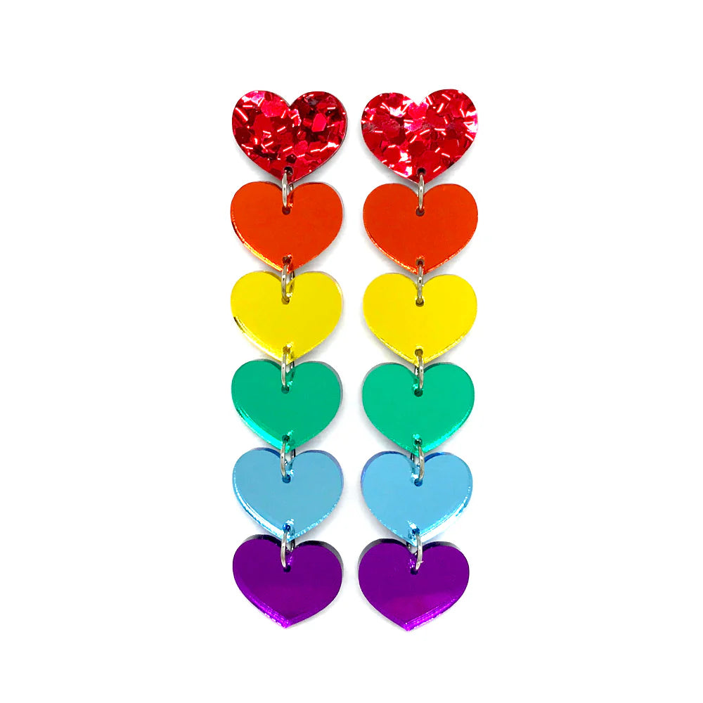 Chain of Hearts Dangle Earrings with Studs