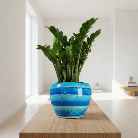 Alcohol Ink Extra Large Planter Pot - Sea Whisper