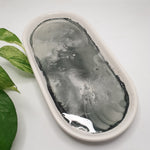 Alcohol Ink Detail Porcelain & Bamboo Oval Tray