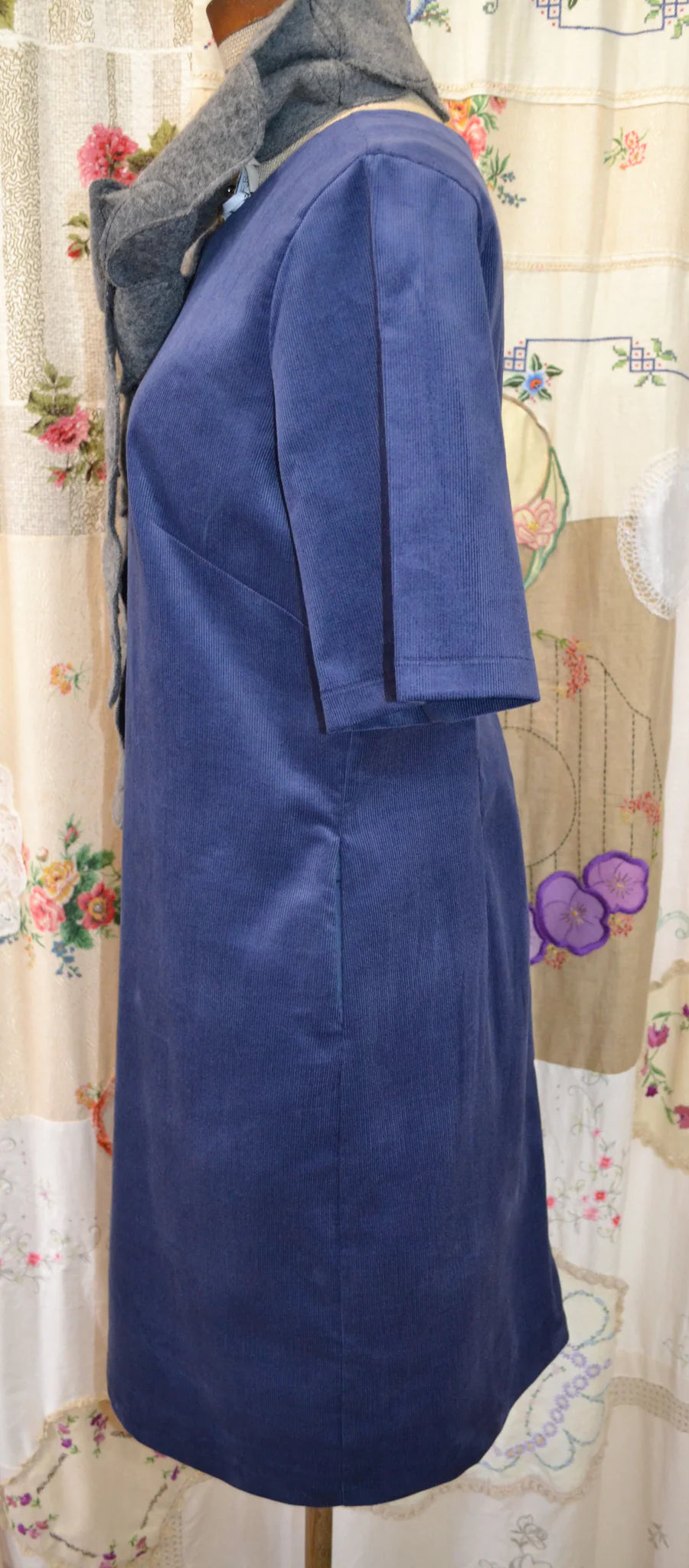 Women's Handmade Tunic Dress -Sky Corduroy