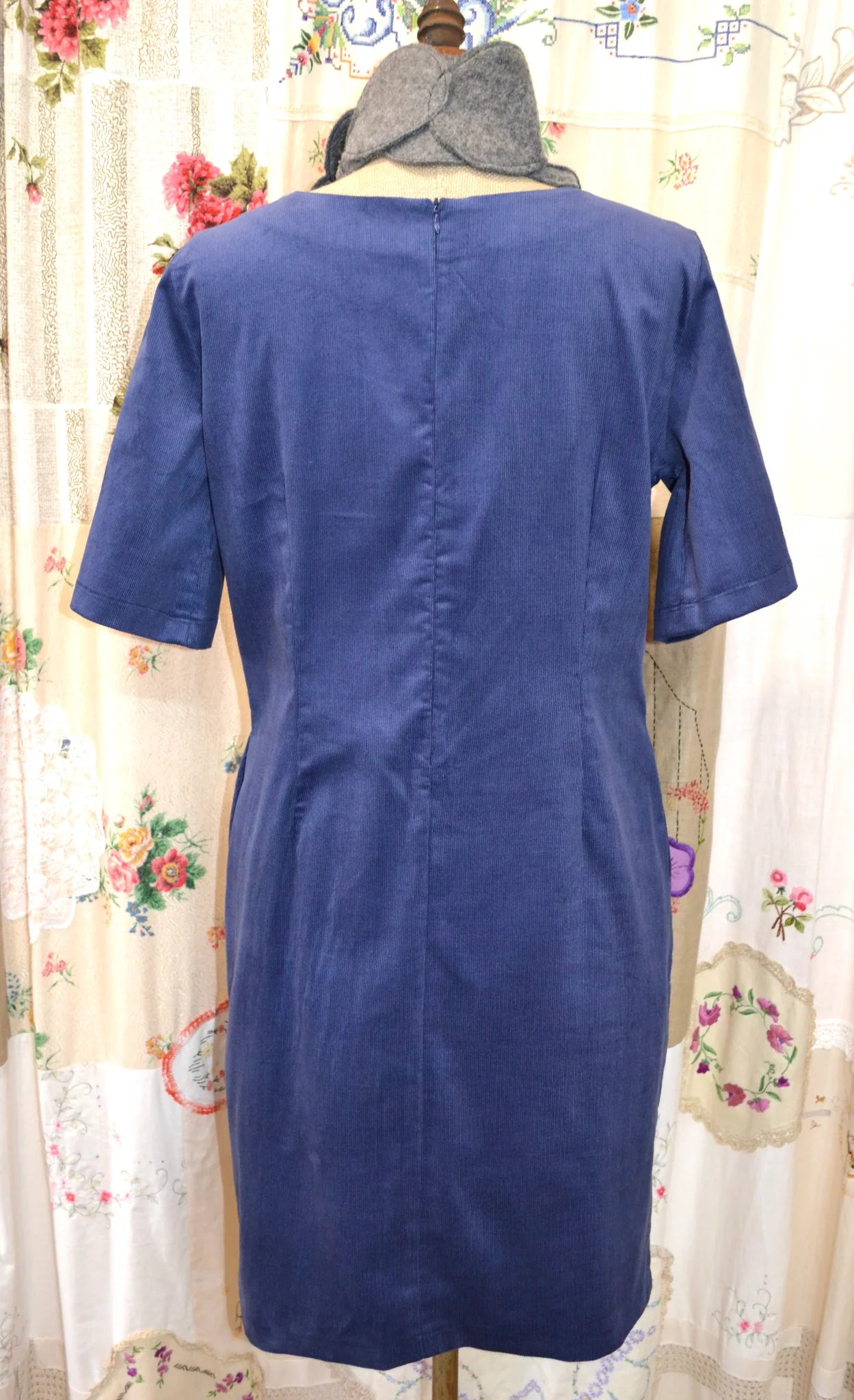 Women's Handmade Tunic Dress -Sky Corduroy