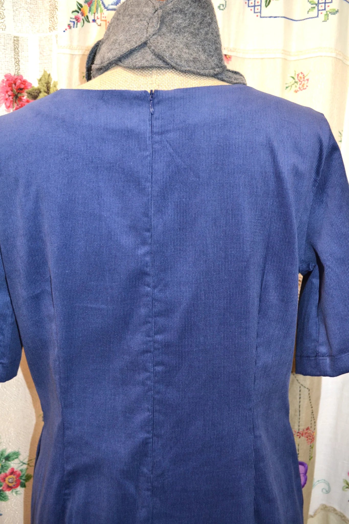 Women's Handmade Tunic Dress -Sky Corduroy