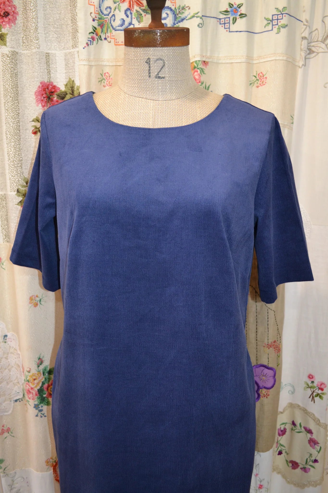 Women's Handmade Tunic Dress -Sky Corduroy