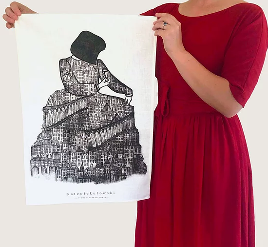 Original Art Print Linen Tea Towel