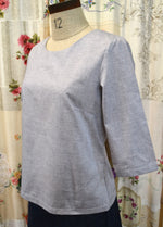 Women's Handmade Keyhole Top - Silver marle Cotton