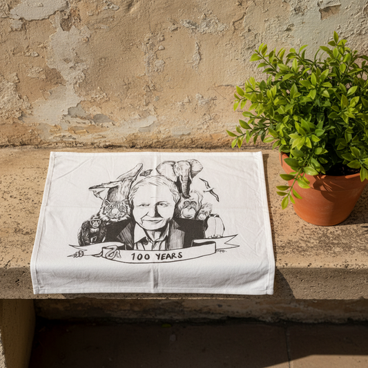 Sir David Attenborough 100 Years - Tea Towel