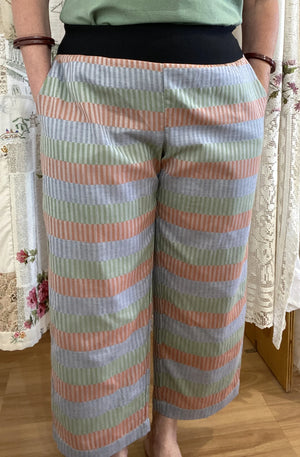 Women's Handmade Band Pants - Steps stripe