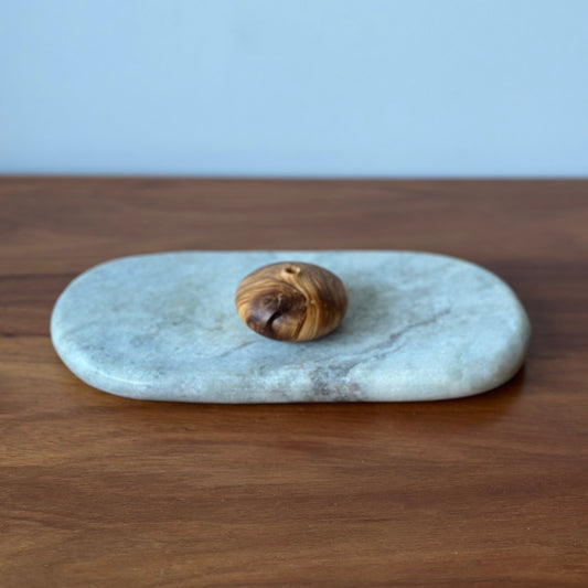 Handturned Timber Vase - Olive Pebble