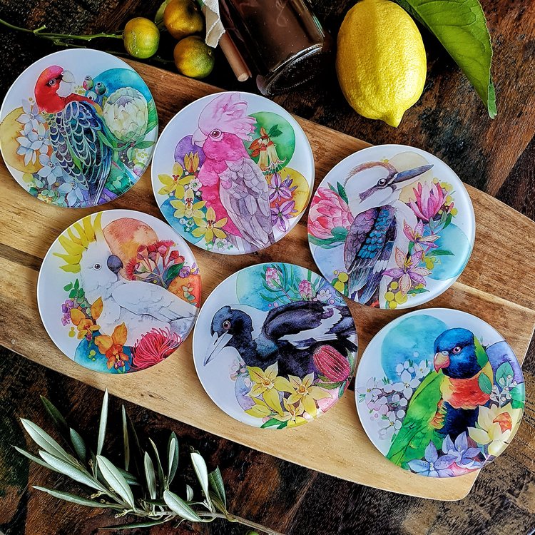 Australian Birds Coaster Set (6 coasters)