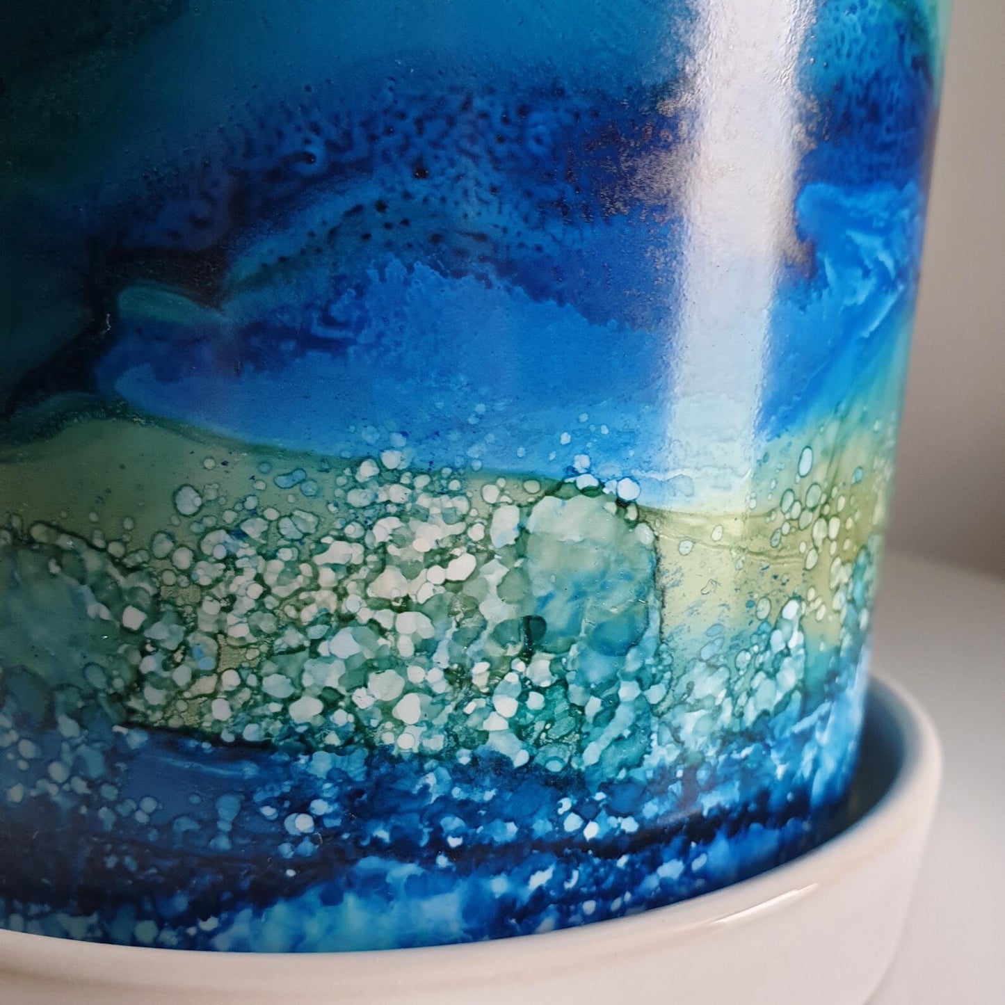 Alcohol Ink planter pot with tray - Wildform