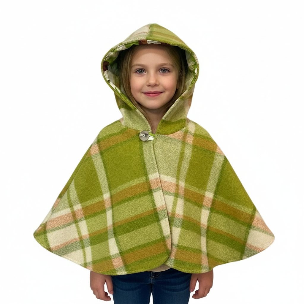 Vintage Blanket Woollen Cape - Green