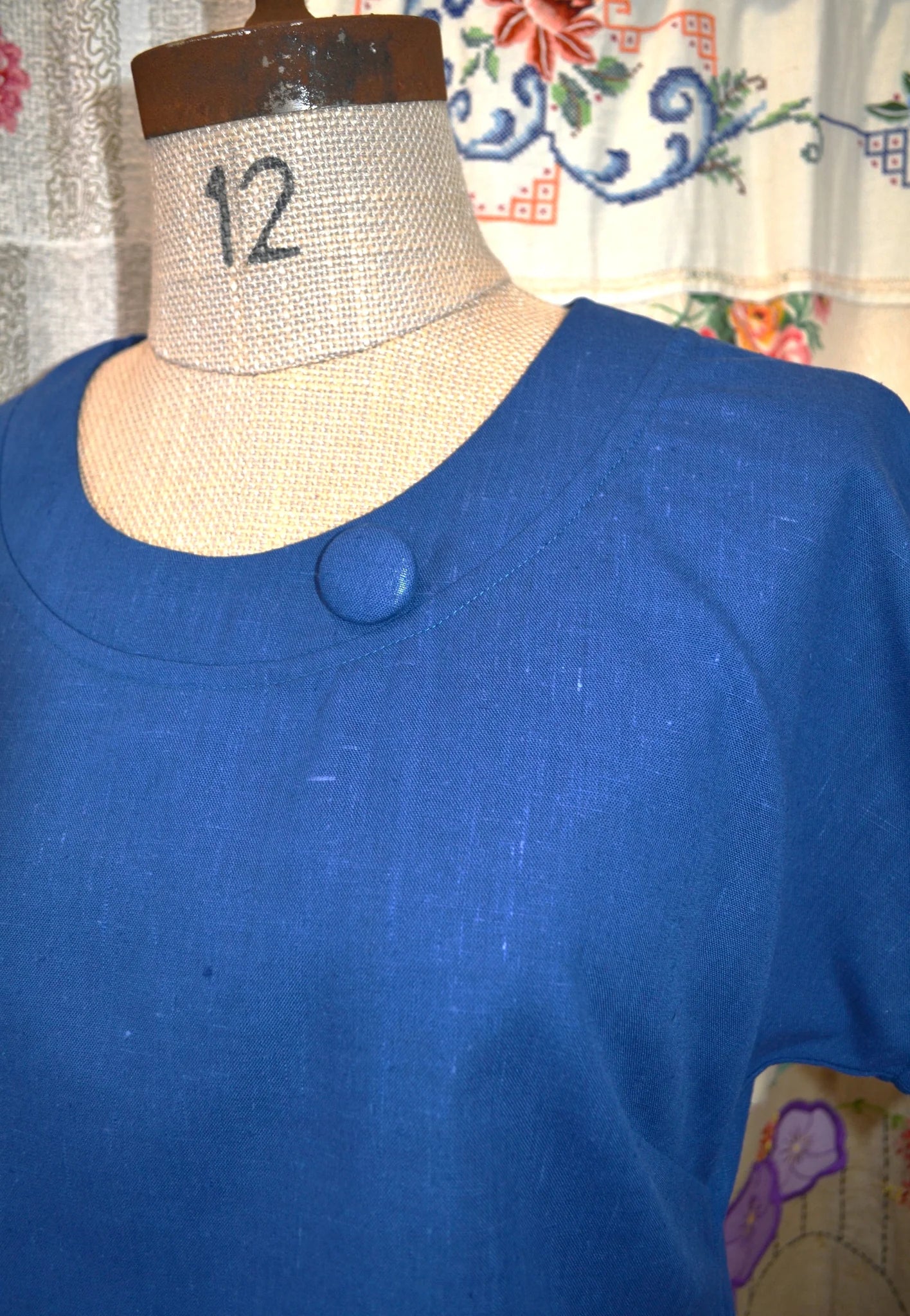 Women's Handmade Rounders Button Top - Blue