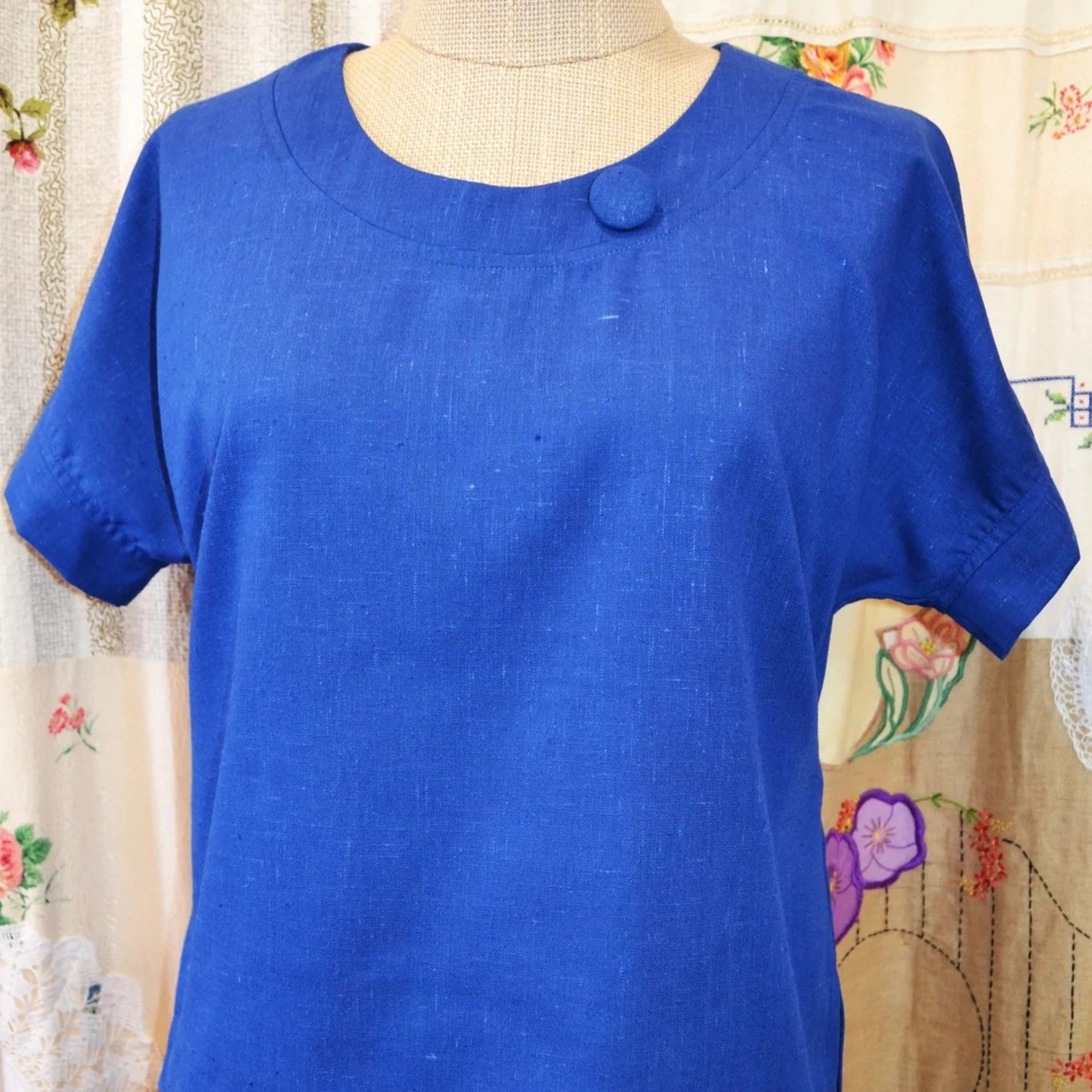 Women's Handmade Rounders Button Top - Blue