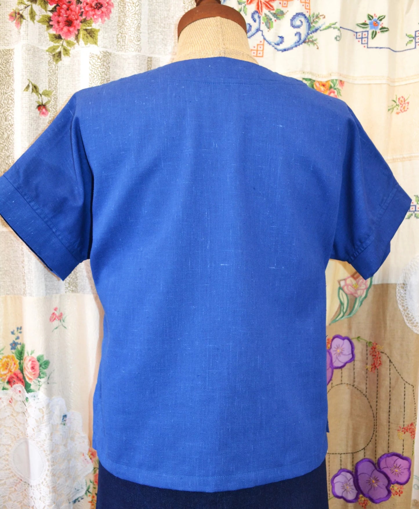 Women's Handmade Rounders Button Top - Blue