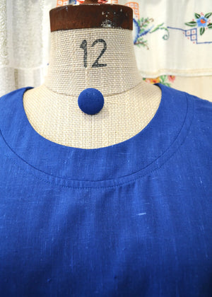 Women's Handmade Rounders Button Top - Blue