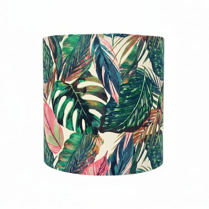 Blush Dimpled Glass Table Lamp with Bright Leaves Shade