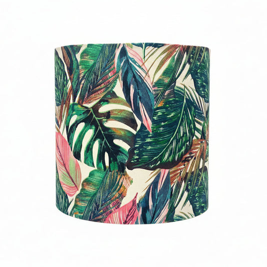 Blush Dimpled Glass Table Lamp with Bright Leaves Shade