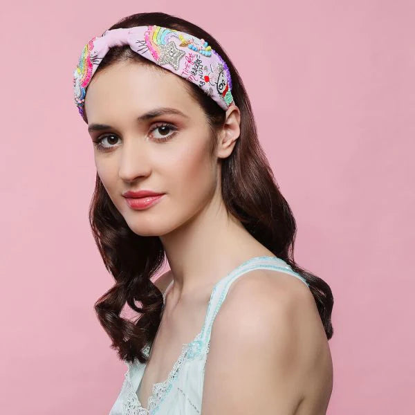 Hand Embroidered Bead Detail Luxury Headband - Darcy Unicorn ** ON SALE **