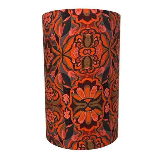 Gold & Timber Bulb Ceramic Table Lamp with Deco Fire Shade