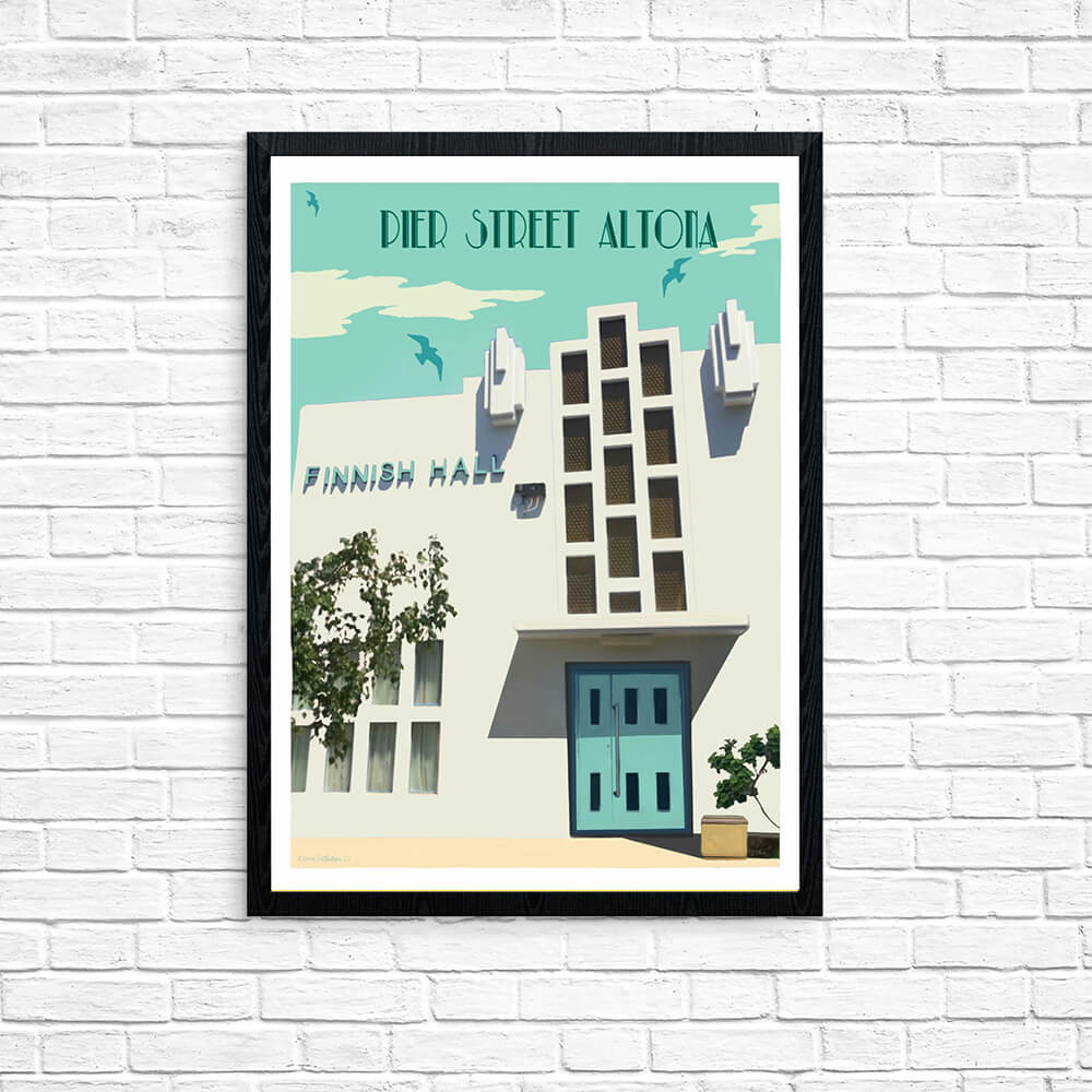 Vintage Poster - Finnish Hall (White) Pier Street Altona
