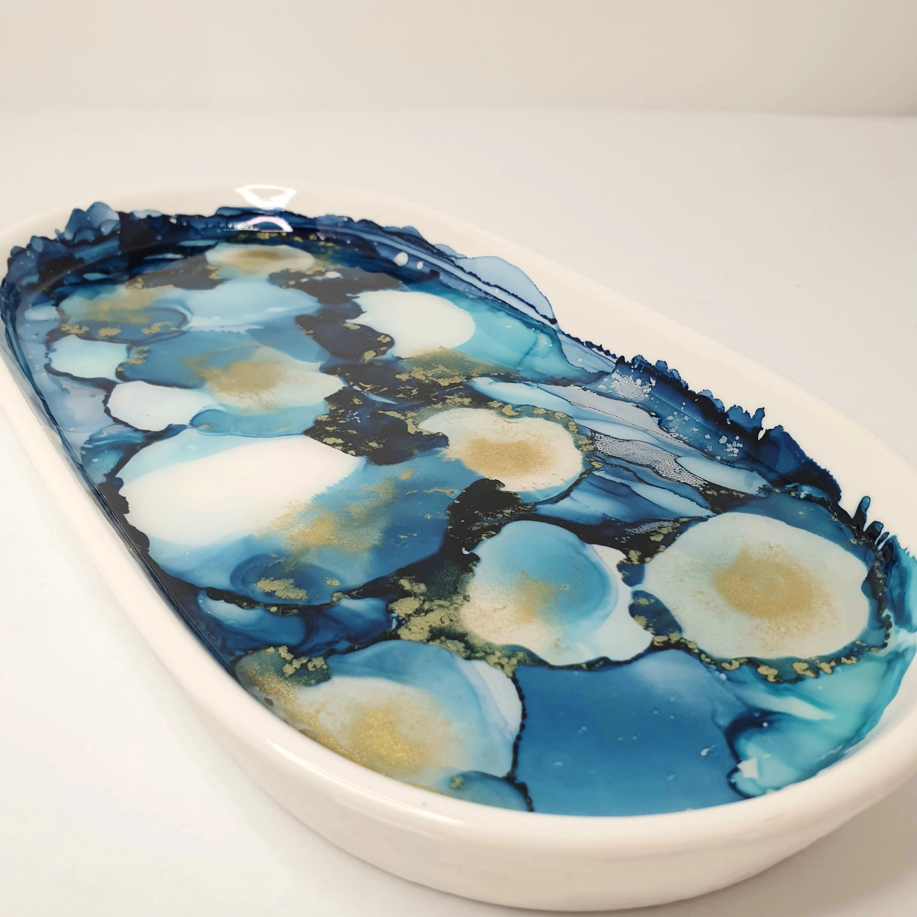 Alcohol Ink Detail Porcelain Oval Tray