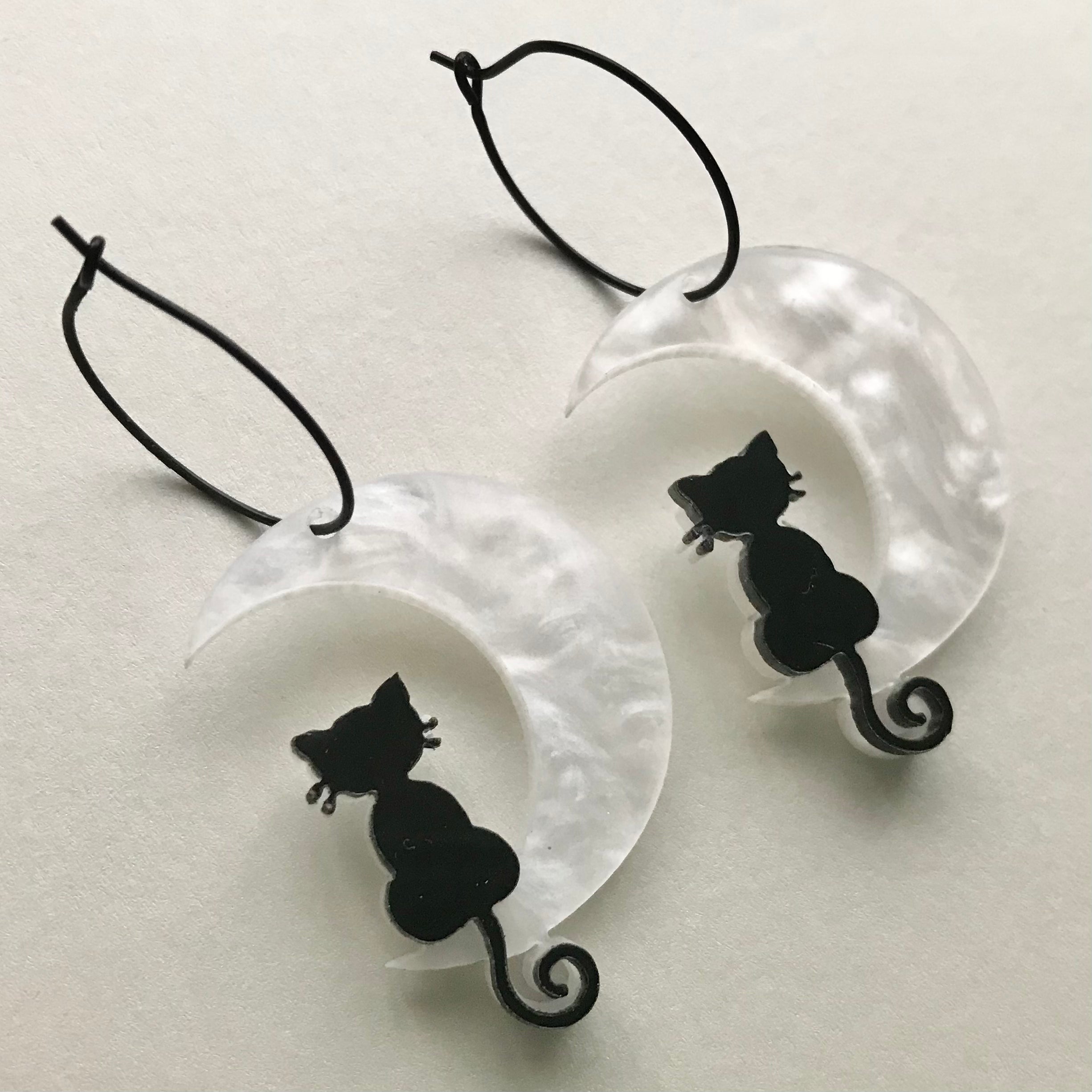 Moon Cat Hoop Earrings