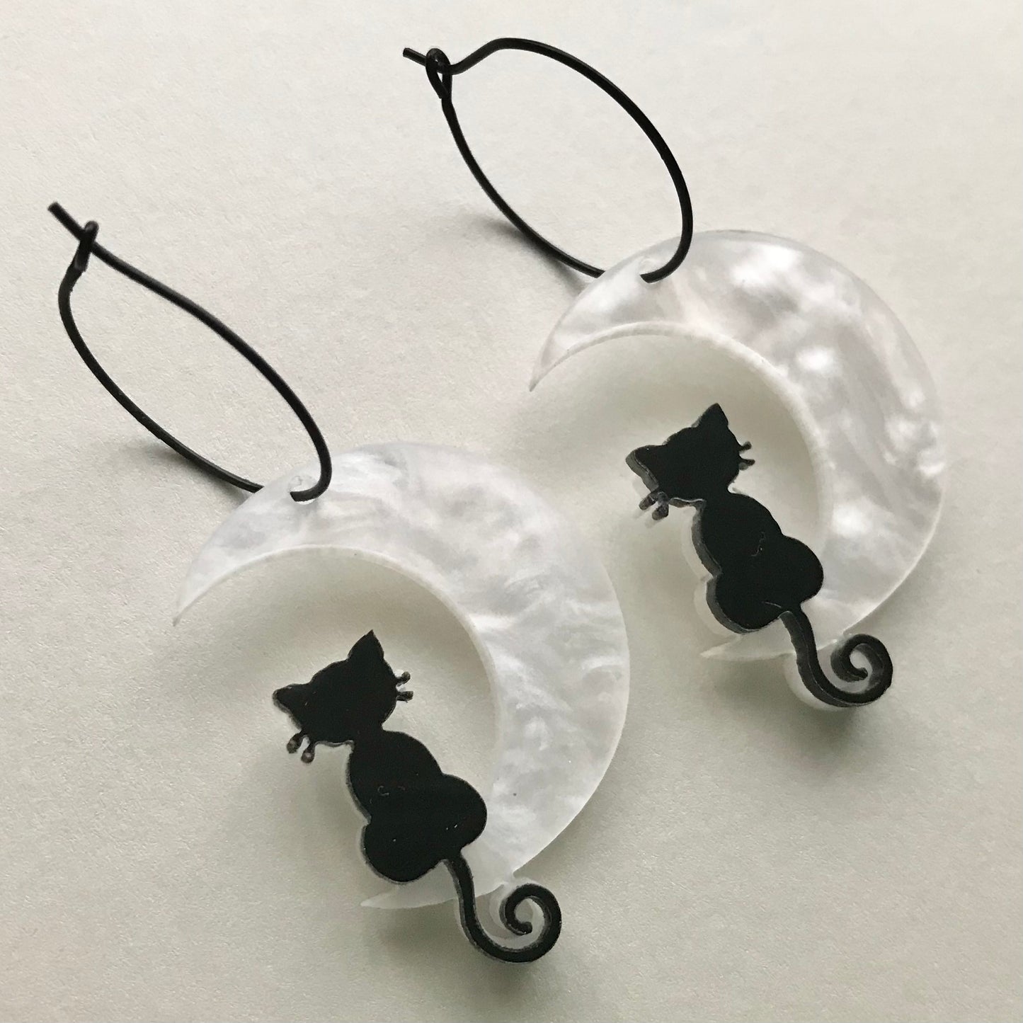 Moon Cat Hoop Earrings