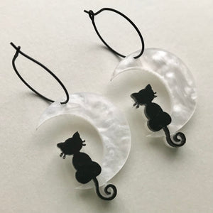 Moon Cat Hoop Earrings