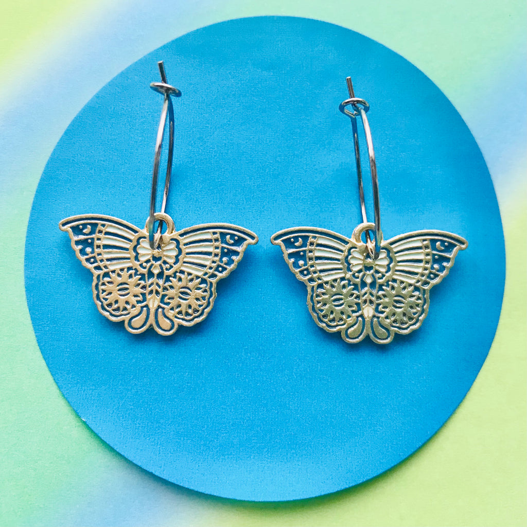 Butterfly Hoop Earrings