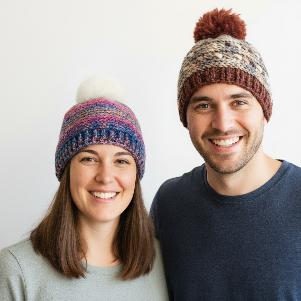 Crochet Wool Blend Beanies - various colours