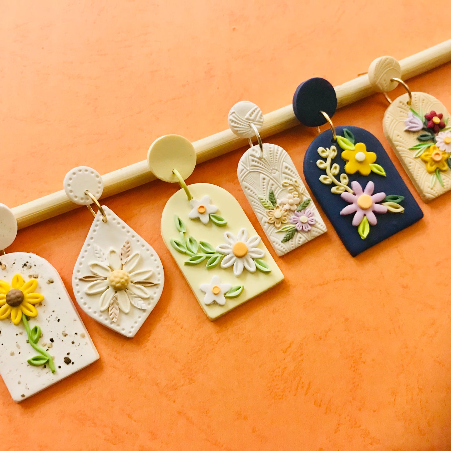 Floral Polymer Clay Bouquet Dangle Earrings